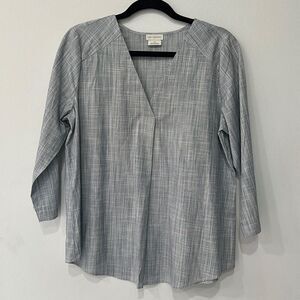 Van Heusen Cotton Blouse Tunic Top Casual 3/4 Sleeve Classic Trendy Sz Medium